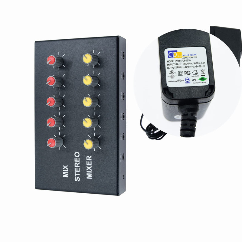 [AUSTRALIA] - audio mixer Powered 10 Channels input 2 output Mini Audio Mix with 3.5mm Stereo for Broadcasting, Podcasting, Streaming,phone Recording and PC Gaming mixing mix102 