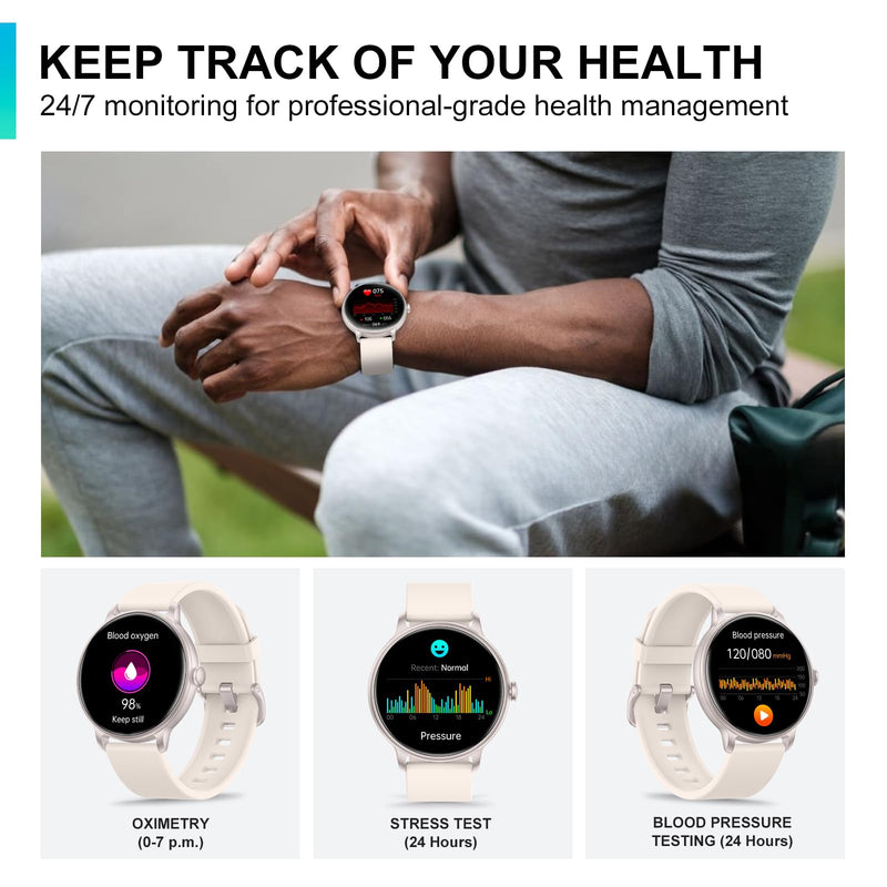 Smart Watch, 1.43'' AMOLED Smart Watches for Men Women (Answer/Make Call), Fitness Tracker with Heart Rate/Sleep Monitor, IP68 Waterproof Activity Tracker, Pedometer for Android iOS