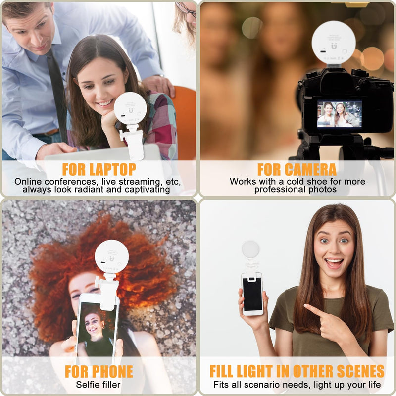 [AUSTRALIA] - Mini Ring Light for Phone, Starkik 60 LED Phone Light with Rechargeable and 3 Light Modes, Magnetic Back Selfie Light for iPhone and Laptop- Perfect for Selfie/Makeup/Video Conference/TikTok (White) 