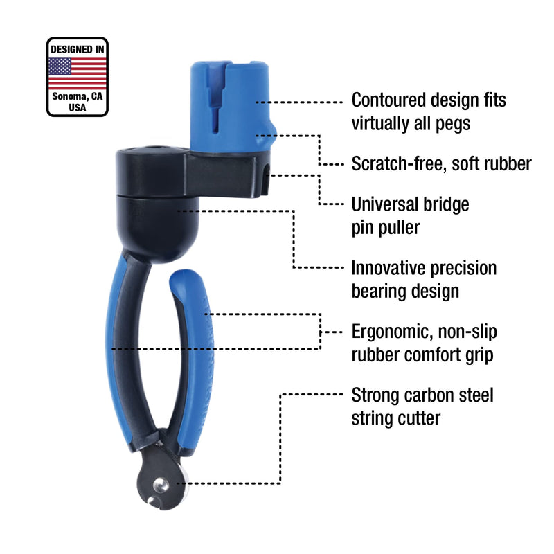 [AUSTRALIA] - MusicNomad Grip ONE - String Winder, String Cutter, Bridge Pin Puller Tool for Acoustic, Electric & Bass Guitar (MN223) 