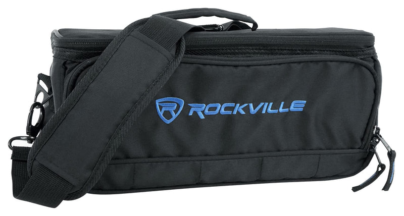 Rockville MB147 DJ Gear Mixer Gig Bag Case 14x7x6.5 Inches + 13" Laptop Pocket, Dual Foam Padding, Rugged Nylon, for DJs and Musicians
