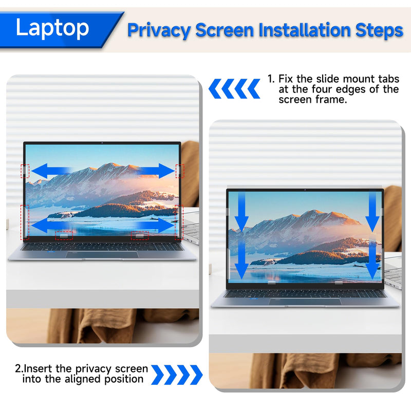 ZOEGAA 4-way 360° Privacy Screen For 14 Inch 16:9 Laptop That Screen Size is 12.2 in Wide and 6.8 in High. Removable Privacy Screen For Laptop Monitor, Anti Glare And Blue Light, Compatible With HP Dell Lenovo Asus Samsung Acer Thinkpad 14 in 16:9