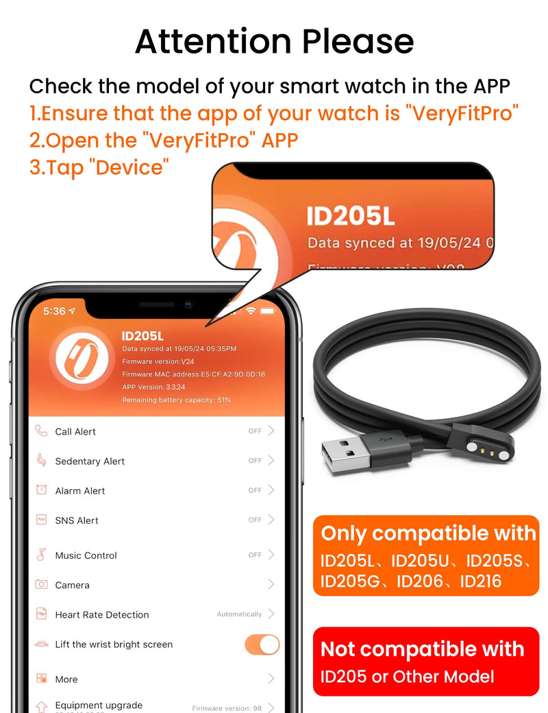 Smart Watch Charger for Skg Letsfit Cubitt Yamay Willful Fitpolo Tozo Wyze Umidigi Blackview 3.3Ft USB Magnetic Charging Cable Cord for Umidigi Uwatch 3S 3 2 2S Urun Smartwatch