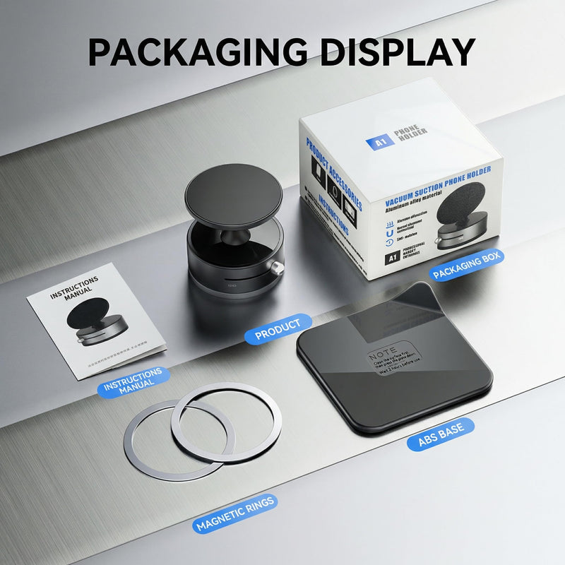 Vacuum Magnetic Car Phone Mount 360degrees Rotation Phone Holder for Car 17 N52 Magnets Strong Suction Cup Phone Mount for Latest Smartphones 16 15 14 13 12 Android Cell Phone Holders