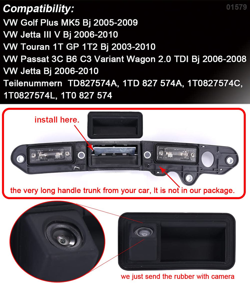 The New Kind Waterproof Night Vision HD Rear View Camera with Trunk Handle Switch Replacement for Golf Plus MK5 Jetta BJ III V Touran 1T GP 1T2 Passat 3C B6 Trunk Handle Camera
