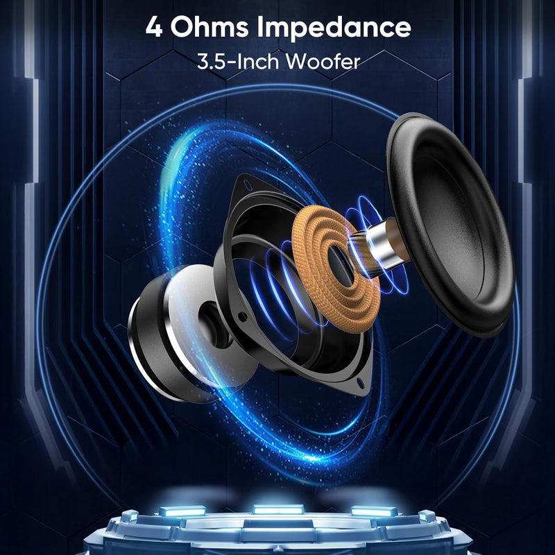 Saiyin Slim Wall Speakers (Pair),Wall Mount Surround Speakers,4 Ohms,3.5-Inch Woofer with Horn Tweeter, Home Theater Speaker for Living Room,Office,Kitchen | 4 Ohms,3.5-Inch Woofer with Horn Tweeter, Home Theater Speaker for Living Room,Office,Kitchen