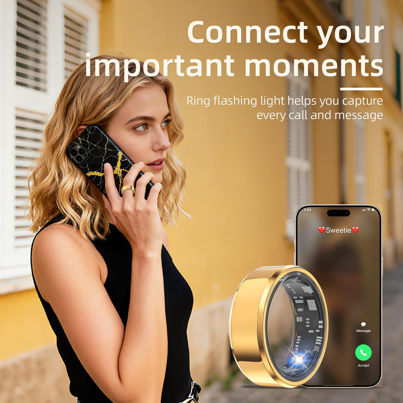 Smart Ring for Women & Men Silver, #10, Waterproof Health Tracker with Heart Rate, Sleep Monitoring, Long Lasting Battery, Fitness Smart Rings for iOS & Android, No Subscription Fee