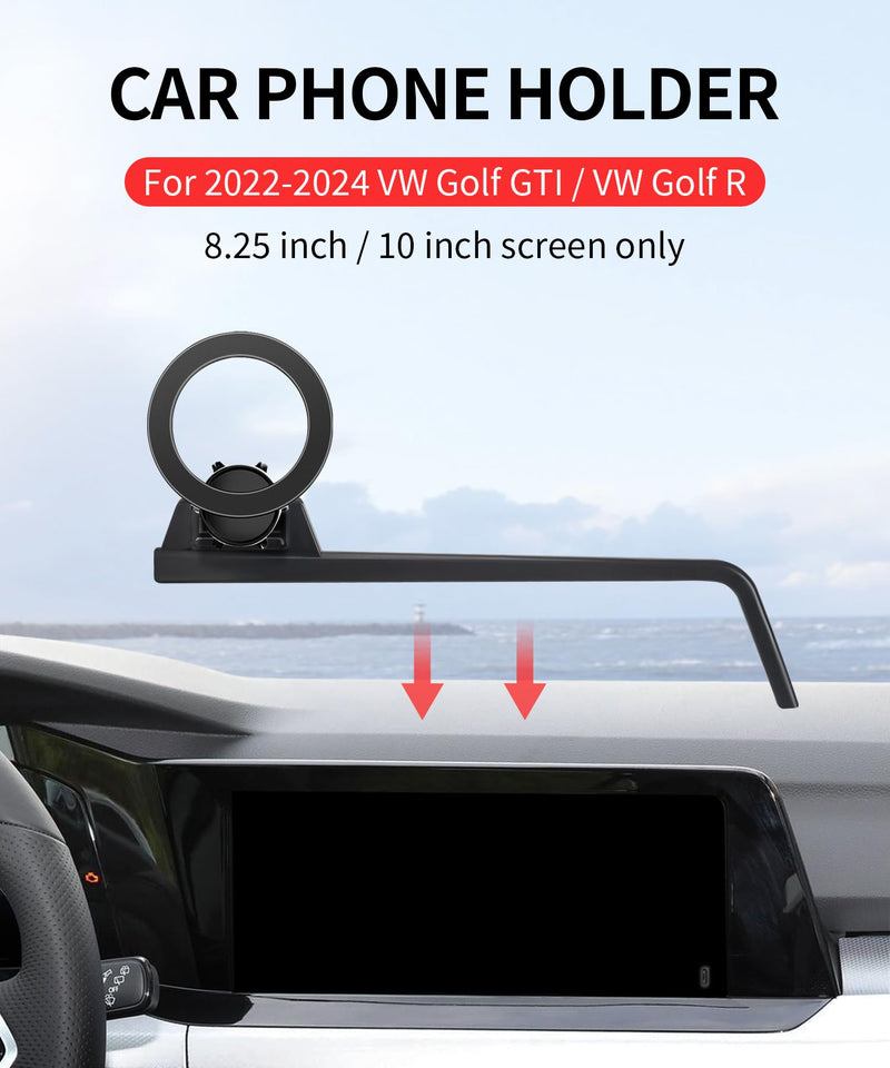 Car Phone Holder for Volkswagen Golf GTI/ Golf R 2022-2024, 8.25/10" Screen | VW Magsafe Accessories Magnetic Cell Phone Mount Clip Compatible with iPhone, 3D fit Stable Dashboard Navigation Bracket for 2022-2024 Golf/Golf GTI/Golf R