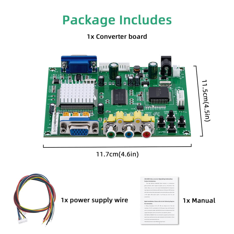 [AUSTRALIA] - Mcbazel Arcade Game RGB/CGA/EGA to VGA HD Game Video Output Converter Board for Arcade Monitor to CRT LCD PDP Projector 