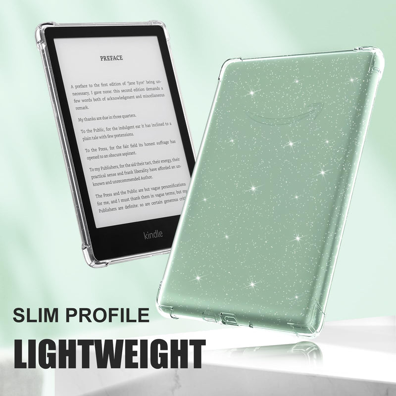 Clear Case for All-New Kindle Paperwhite 11th Gen 2021 & Signature Edition(6.8") - Lightweight, Scratch-Proof Silicone Back Cover, Clear Clear Glitter