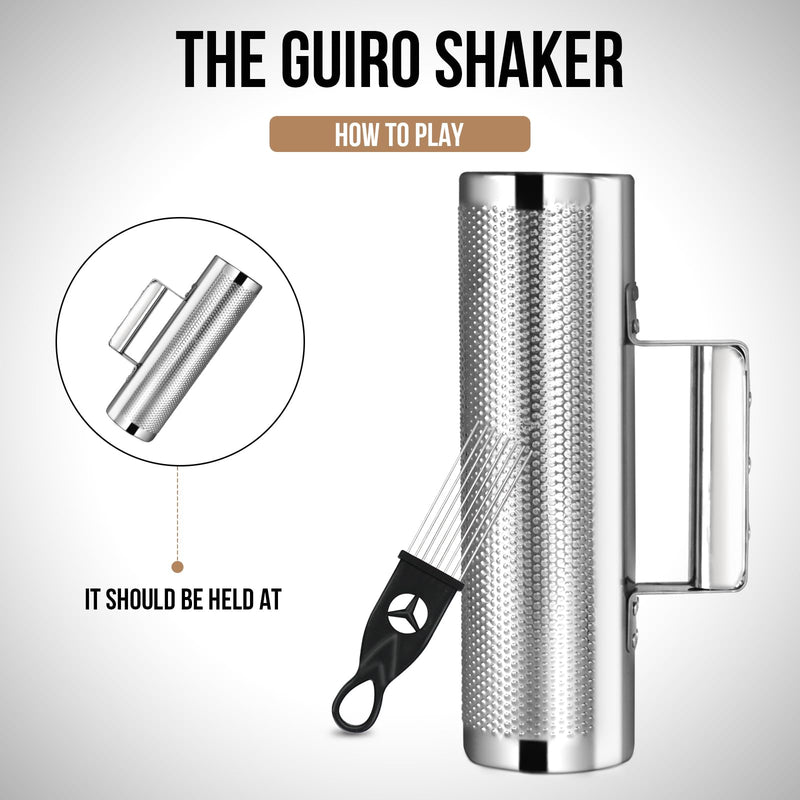 [AUSTRALIA] - Soulmate Stainless Steel 12" 4" with Scraper Guiro Professional Latin Percussion Instrument, Band Accompaniment Musical Training Tool Guiro Shaker 4''x12'' 