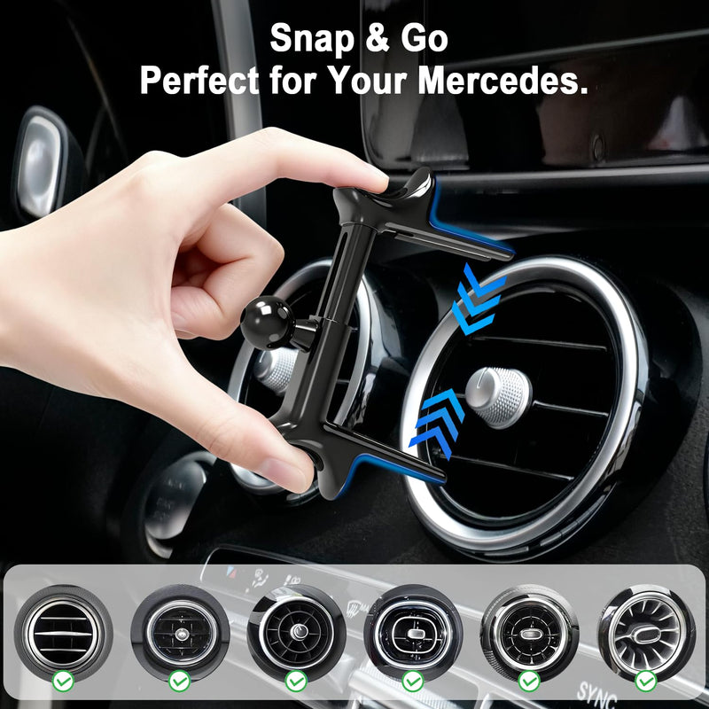MagSafe Car Mount for Mercedes-Benz, Round Air Vent Holder with Strong Magnet, Compatible with Mercedes Benz GLC, C-Class, E-Class, A/B-Class, GLC/GLB/GLA/Sprinter, Mercedes Benz Accessories Magsafe