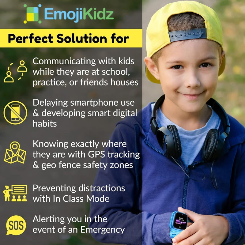 Smart Watch for Kids with GPS Tracker, Audio & Video Calling, SOS Alerts, HD Camera, Fitness Tracker, Parental Controls, Kids Smart Watch for Boys & Girls, Subscription Required (Blue)