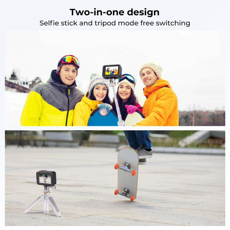 [AUSTRALIA] - K&F Concept Selfie Stick Tripod for GoPro, Extendable Vlog Selife Stick Portable Stand Compatible with GoPro Hero 12/11/10/9/8/7/6/5/GoPro Max/DJI Osmo Action/Insta 360/AKASO Action Camera 32CM Grey 