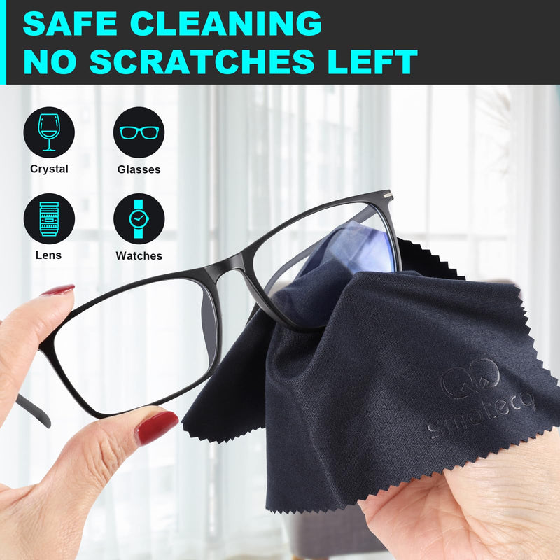 SmoTecQ Glasses Cleaning Cloth, Premium Microfiber Lens and Screen Cleaner, Reusable and Washable - Pack of 8, 7 x 6-Inch, Dark Blue and Grey 6" x 7", 8 Pack