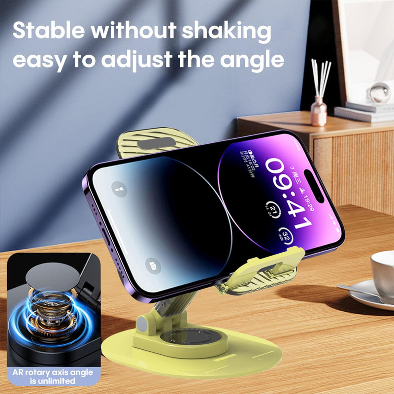 Foldable Desktop Phone Holder, Phone Holder on Desk Compatible with iPhone15, 14, 13 Pro Max Mini, Suitable for 3.5-12.9 inch Phones and Tablet Computer. (Yellow) Yellow
