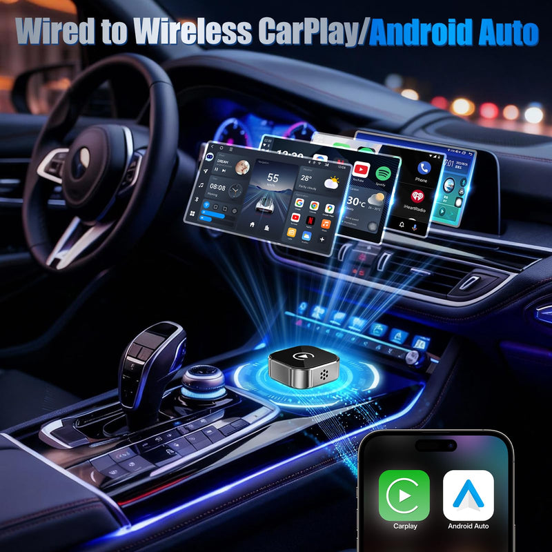 2026 Wireless Car Adapter - Universal Smart Screen Converter, USB-C/Type-C,Plug & Play, Zero Delay Needs Built-in Vehicle System (Silver) Silver