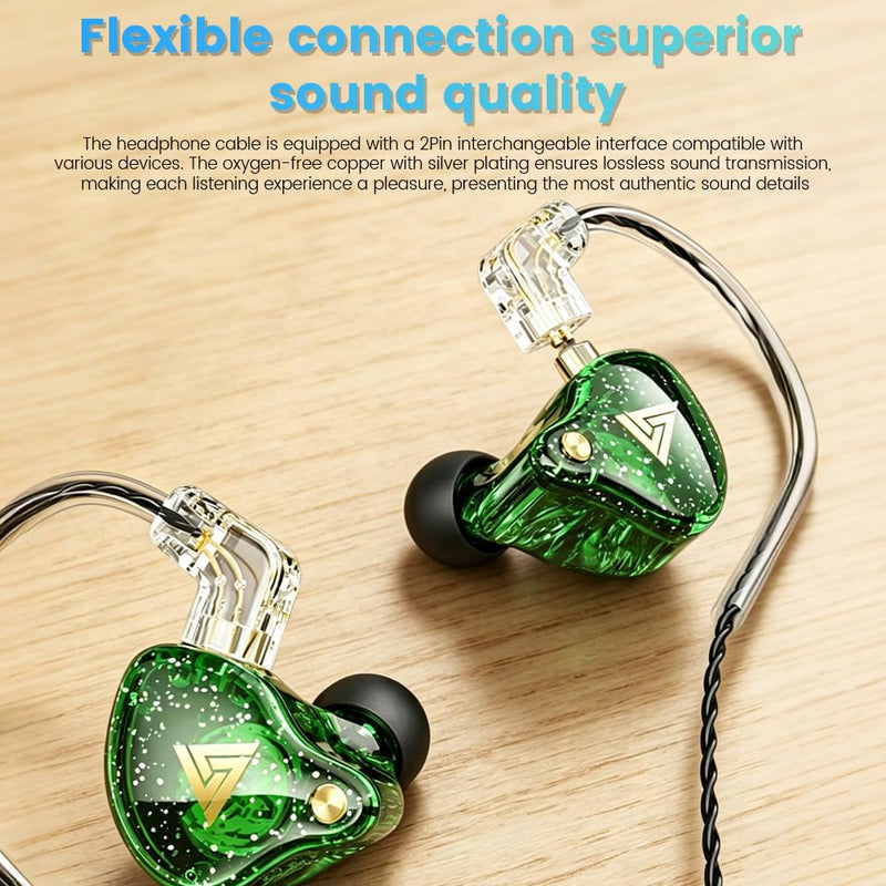 Wired Gaming Earbuds 4 Pack, AK6 PRO in Ear Monitors, Deep Bass Sound Wired Earbuds, HiFi in Ear Headphones with New 1DD 10mm Dynamic Driver, IEM for Music Gaming Video Calling (Four Colors) Four colors