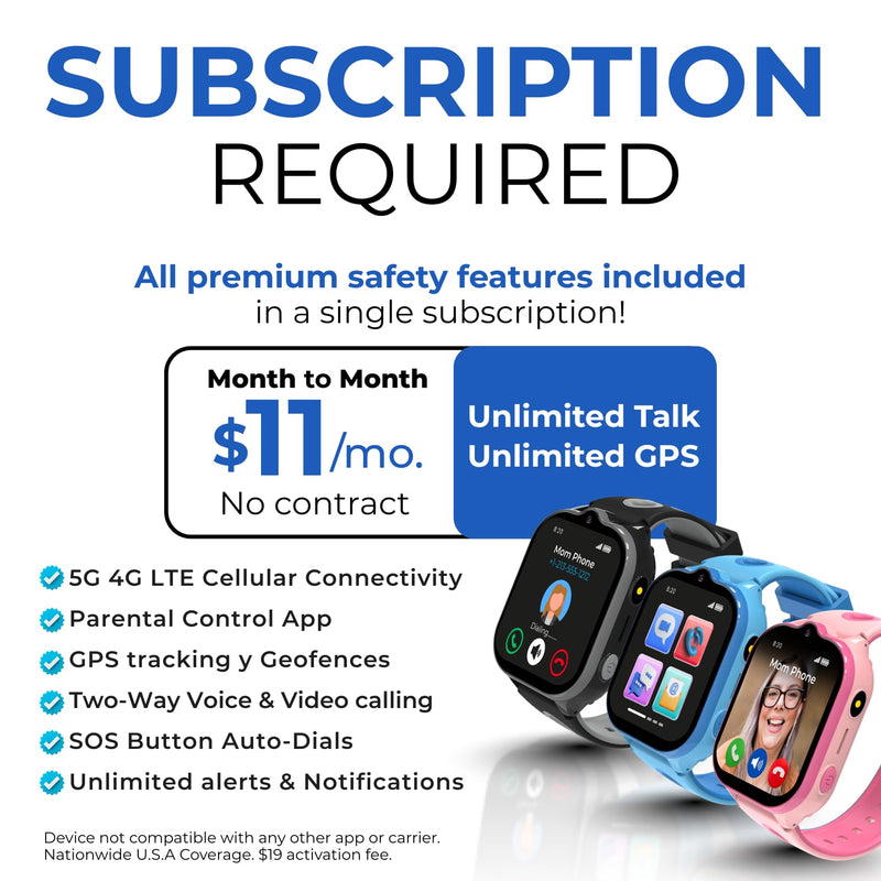 Smart Watch for Kids with GPS Tracker, Audio & Video Calling, SOS Alerts, HD Camera, Fitness Tracker, Parental Controls, Kids Smart Watch for Boys & Girls, Subscription Required (Blue)