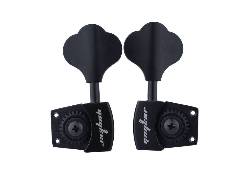 Guyker Bass Tuners (2R + 2L) - 1:26 Ratio Open Gear Tuning Key Pegs Machine Head Replacement for Electric Jazz Guitar Bass or Precision Instruments - Black 2R + 2L