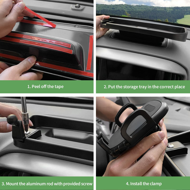 JeCar Dash Phone Holder Dashboard Cellphone Clamp Upgrade Aluminum Alloy Ball Mount with Storage Tray Interior Accessories Compatible with Chevy Colorado & GMC Canyon 2014-2022