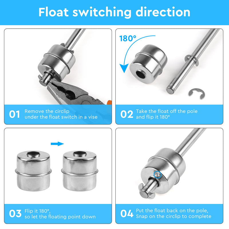 [AUSTRALIA] - EXLECO Stainless Steel Float Switch 45 mm Vertical Water Level Sensor M10 Water Level Regulator Level Sensor Liquid Level Sensor for Water Pump Pool Pond Aquarium 