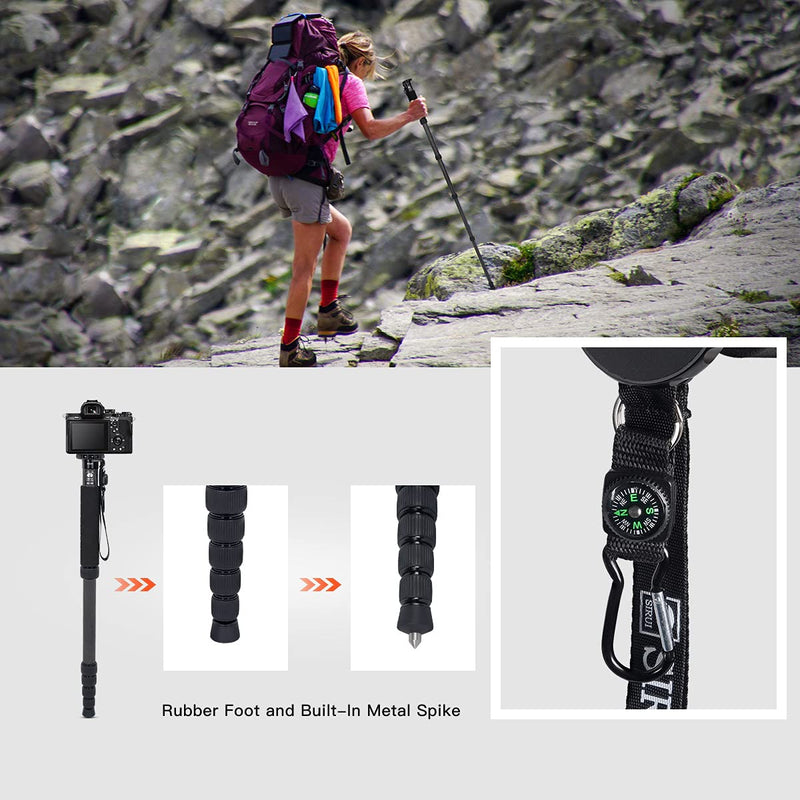 SIRUI Camera Monopod P-326 6 Section Carbon Fiber Compact Lightweight Travel Monopod