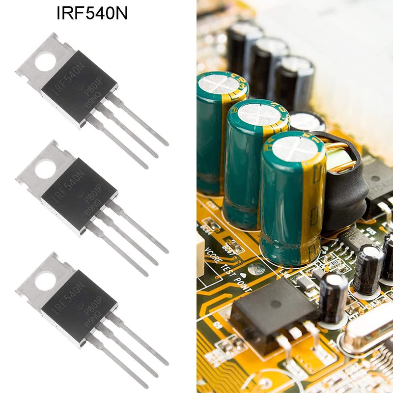 Youmile 20pcs IRF540 IRF540N Mosfet Transistor 33A 100V N-Channel Power MOSFET TO-220 with Heatsink Screw Disc Rubber Silicone Screwdriver for DIY and DIY
