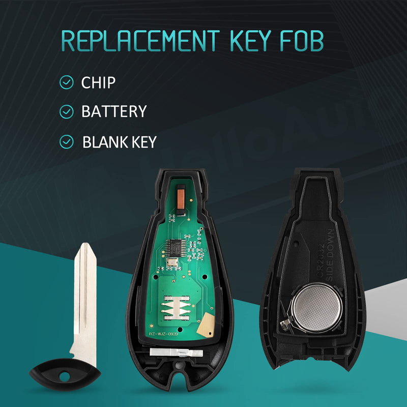 Key Fob for 09-12 Dodge Ram 1500 2500 3500, Fits Jeep Grand Cherokee Key fob Cover, Remote Key Fob Replacement for Durango Journey Charger Challenger. 433 Mhz FCC ID: IYZ-C01C/M3N5WY783X with chip