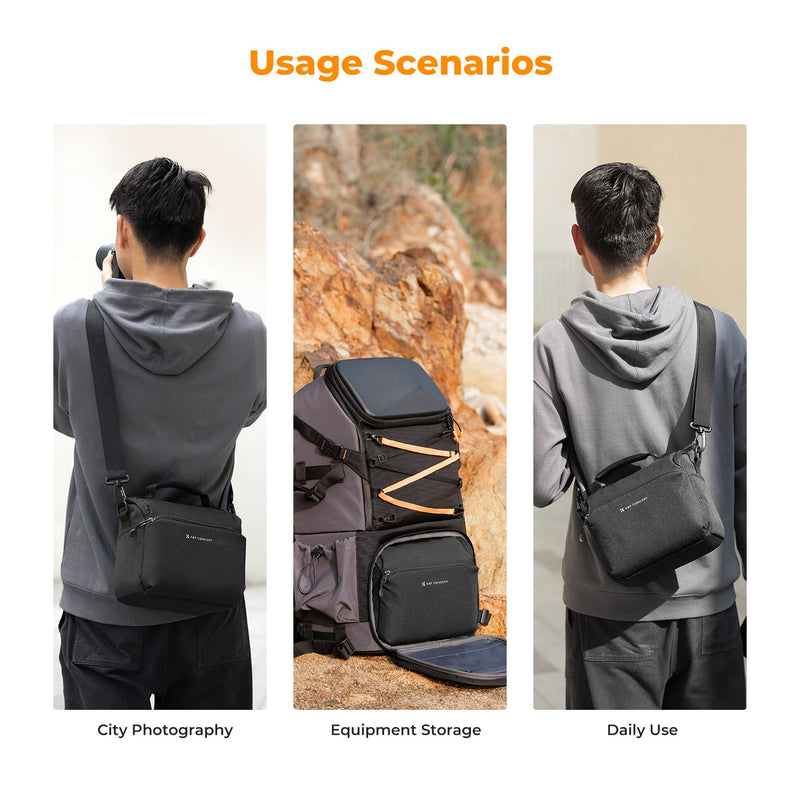 K&F Concept Camera Sling Bag Small Crossbody Camera Case DSLR/SLR/Cute Compact Shoulder Photography Bags for Photographers Black