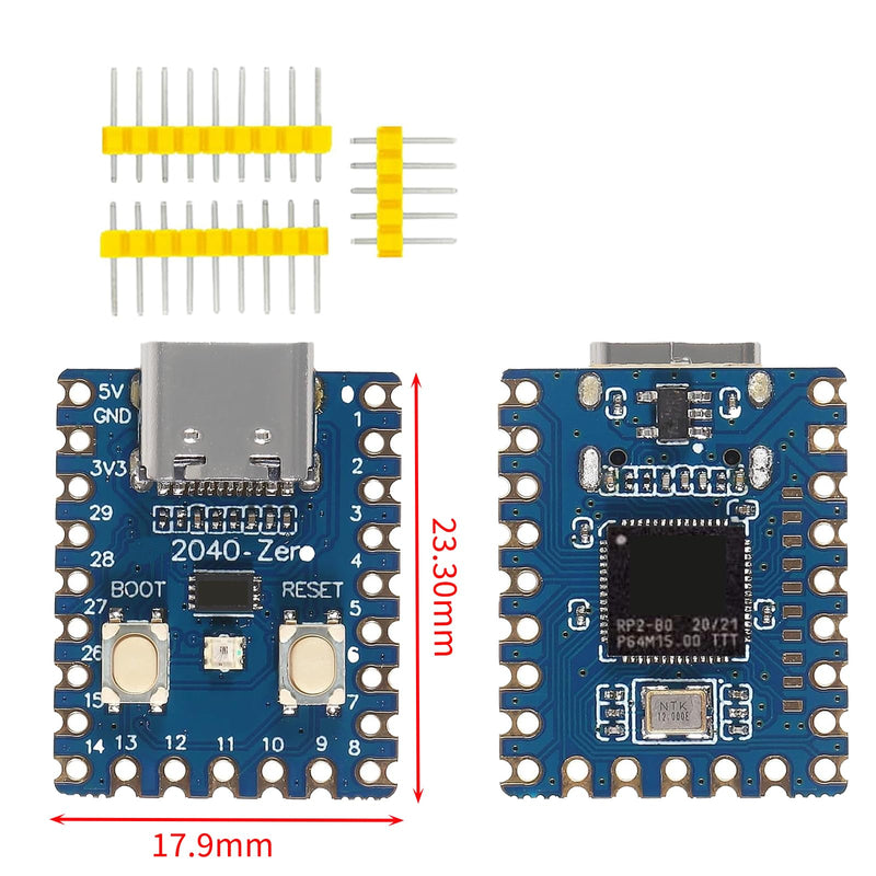 3 x RP2040-Zero, compact microcontroller development board, based on the Raspberry Pi 2040 dual-core ARM Cortex M0+ processor, support C/C++/Python development (with unsoldered pins)