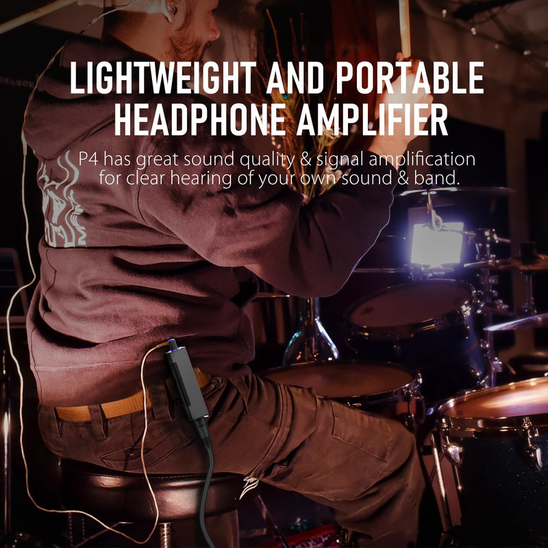 P4 Wired in-Ear Monitor IEM Amplifier Portable IEM Quickly Switch Stereo Mono for Drummer,Band,Studio