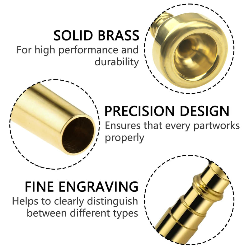 3 Packs Gold Trumpet Mouthpiece Set Pure Copper Mouthpieces, Labor-Saving Replacement Accessories for Beginners and Students (3C, 5C, 7C)