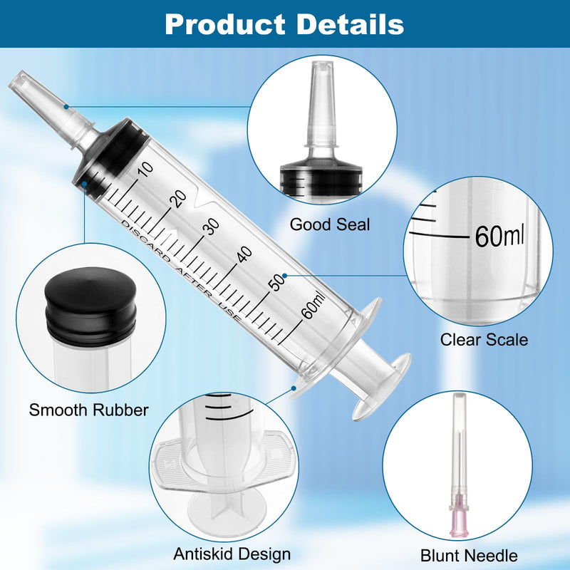 [AUSTRALIA] - Pack of 3 Syringes 60 ml, Reusable Sterile Syringe with Hose, Syringe with Blunt Needle Dosing Syringe Plastic Syringe for Laboratory Animal Feeding Plant Watering, Individually Packed 