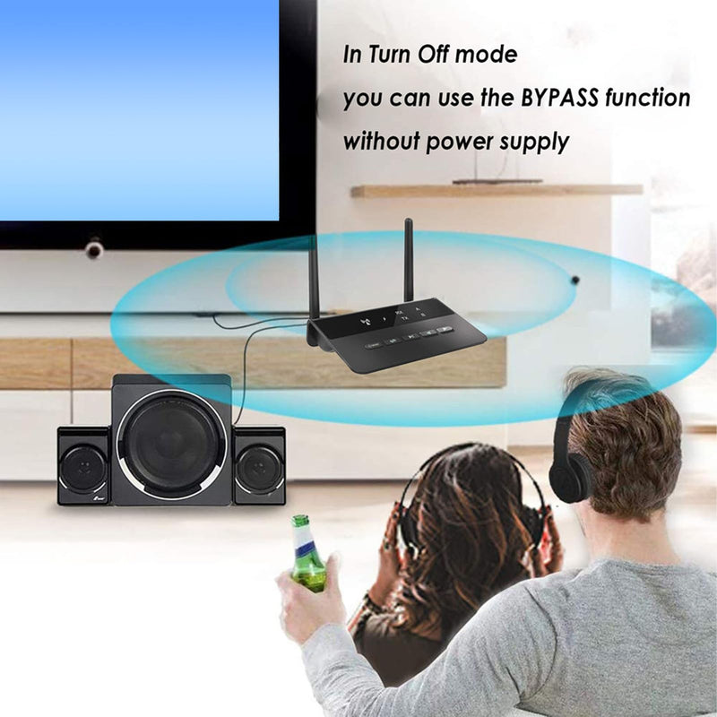 Bluetooth5.2 Transmitter Receiver, 2 in 1 200ft Long Range Audio Adapter with CSR Chip, Low Latency Dual Connection Bluetooth Adapter for Speaker Car