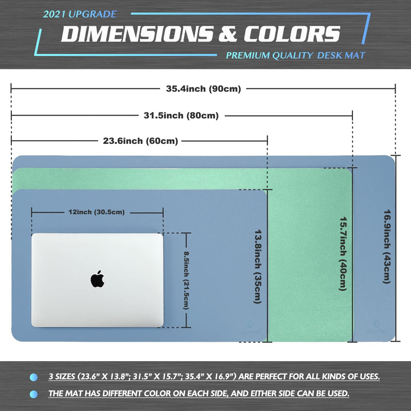 K KNODEL Desk Mat, Mouse Pad, Desk Pad, Waterproof Desk Mat for Desktop, Leather Desk Pad for Keyboard and Mouse, Desk Pad Protector for Office and Home (Lake Blue, 35.4" x 17") Lake Blue 35.4" x 17"