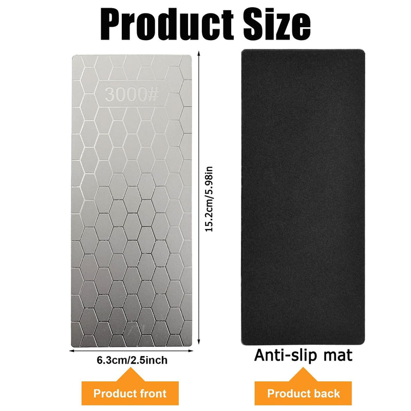 Diamond Whetstone, Whetstone, Sharpening Stones, Knife Sharpener, Knife Sharpener, 3000 Grit with Non-Slip Pad, Honeycomb Surface for Metal Blade Sharpening Polishing