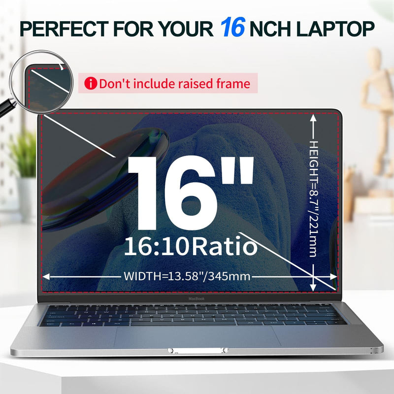 2Pack Magnetic 16 Inch Laptop Privacy Screen 16:10 Aspect Ratio, Removable Anti-Blue/Glare Protector Film, Anti Spy Desktop Security Private Filter 16in 16inch 2pcs Beige