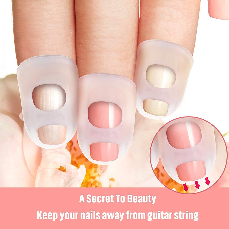 Frienda 40 Pieces Guitar Fingertip Protectors Silicone Finger Guards Anti-slip Finger Protection Covers Caps for Stringed Instruments Guitar Mandolin Bass Counting Sewing, 5 Sizes Transparent