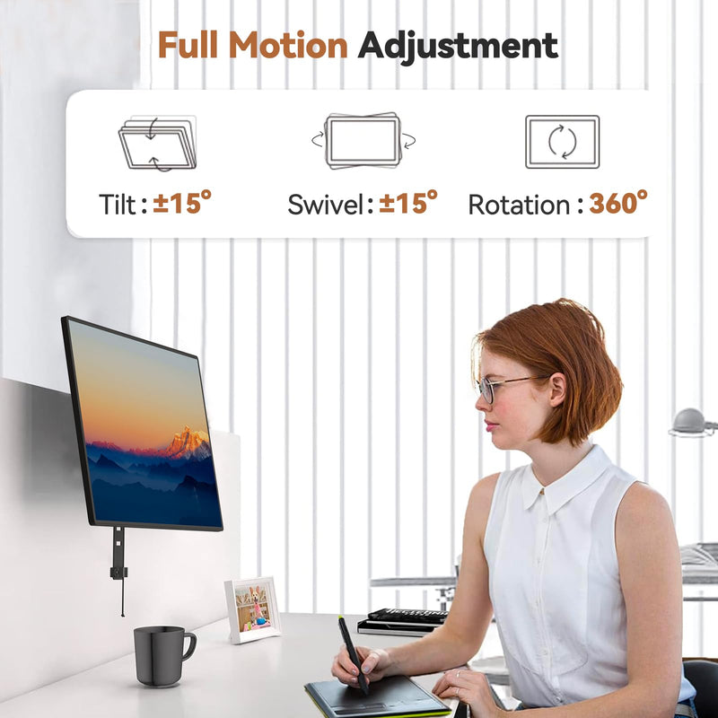JOY worker Cubicle Monitor Mount, Angle & Height Adjustable Monitor Hanger | VESA 75*75/100*100mm, Fits 13-34 inch Monitors, Clamp Hook Top Holds Up to 17.6 lbs, for Office Use, Black
