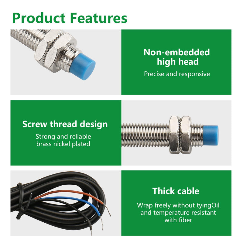Inductive Proximity Sensor Switch LJ8A3-2-Z,M8,DC10-30V,NO, PNP 300mA,2mm Detecting Distance,3 Wire NO