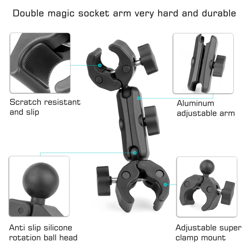 [AUSTRALIA] - GEPULY Umbrella Clamp for Chair 5.5lb Load, 20-50mm Double Super Camera Mount, Aluminum Magic Arm Dual Ball Head Heavy Duty for Handlebar/Tripod/Stroller Wheelchair/Desk/Pole/Cross Bar/Motorcycle 2 Clamps 