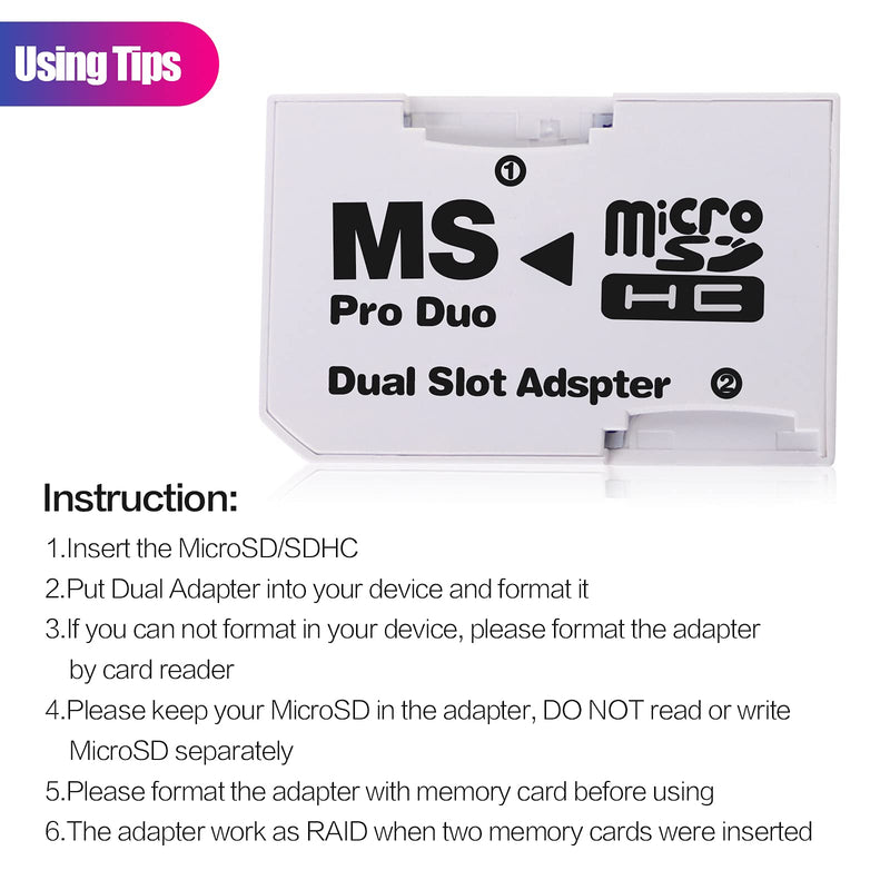 Cuziss Dual Slot MicroSD Micro SDHC Adapter Duo Pro Memory Stick Adapter for PSP Sony