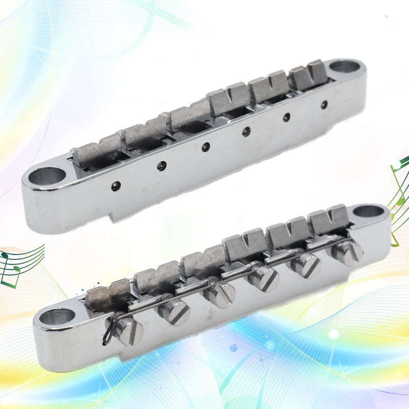 1 Set Silver Metal Tune-O-Matic Electric Guitar Bridge and Tailpiece for Enhanced String Stability, Replacement Electric Guitar Parts Ideal for SG Les Paul LP Guitars