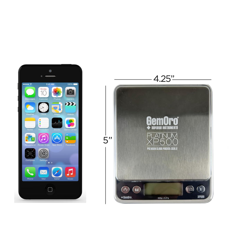 GemOro Platinum XP500 | Durable Precise Jewelers Countertop Portable Pocket Scale | Digital Precision Tool with Expert Professional Reading & Accuracy 500g x 0.01g Readability (Silver)