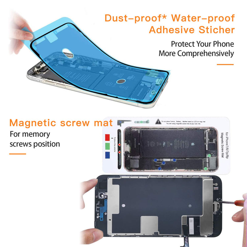 for iPhone 8/SE 2020 [ 2nd Generation ] Screen Replacement Black 4.7 inch, Bsz4uov LCD Display Touch Screen Digitizer, Waterproof Frame Adhesive Sticker+Repair Tool Kit 8/SE2020-4.7inch