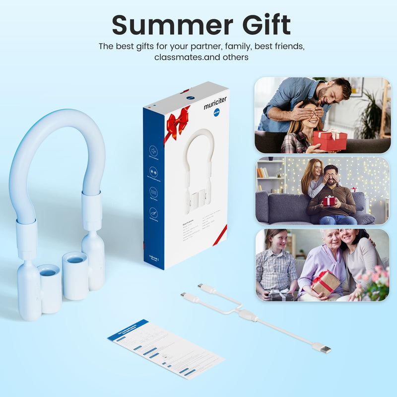 Portable Personal Neck Cooling Fan: Neck Fans Blowing Cold Air - USB Rechargeable Wearable Personal Cooler with 6000mAh Battery for Travel Outdoor Activites Men Women (Blue) Blue