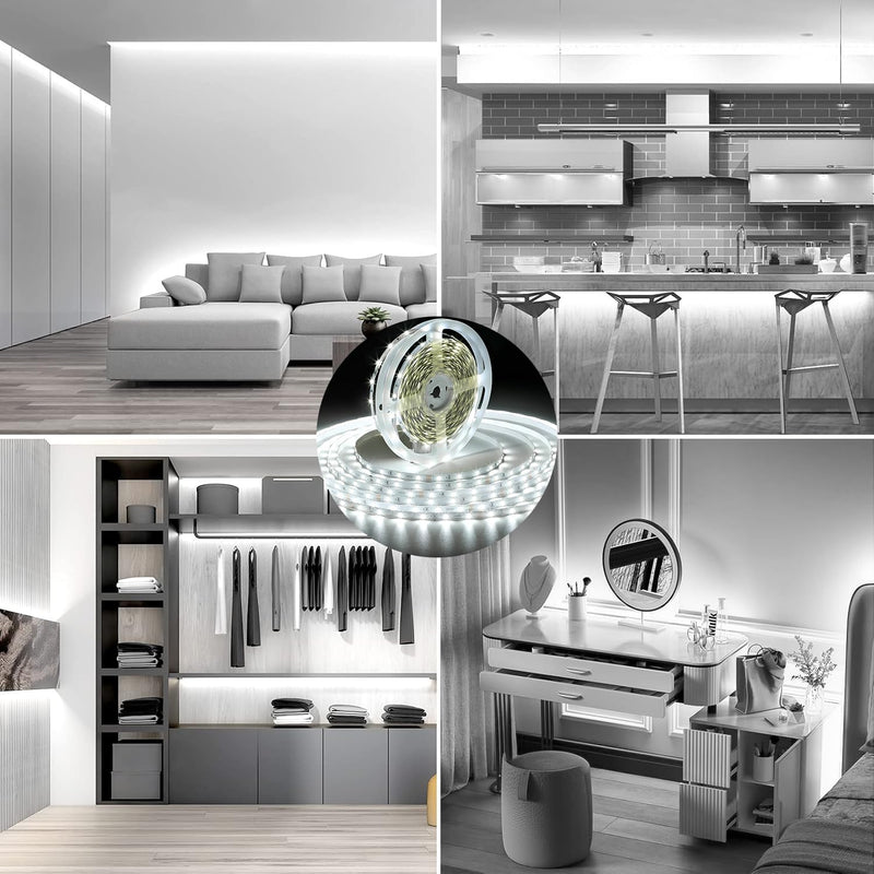 [AUSTRALIA] - Wefomey White LED Strip Lights, 131ft Dimmable 24V LED Lights Strip 6500K Bright Daylight White, Flexible Tape Lights for Bedrooms, Kitchen, Cabinet, Christmas Decor, 2 Rolls of 65.6ft 6500K Daylight White 