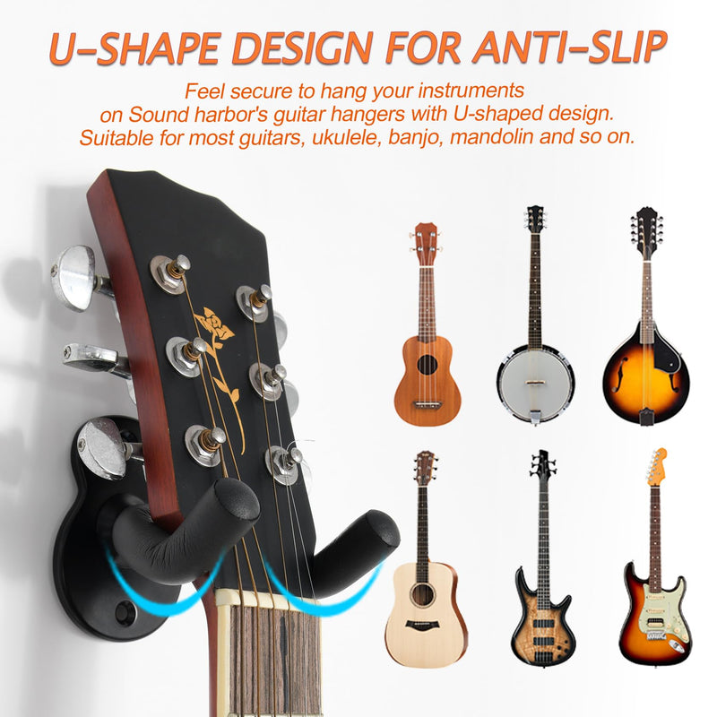 [AUSTRALIA] - Sound harbor Guitar Wall Mount 5 Pack Wall Hangers for for Acoustic Electric Bass Guitar and More 5Pack Hanger 