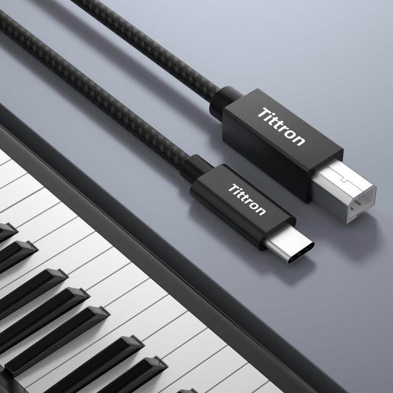 2.0m USB-C to Type-B MIDI Interface Cable for MIDI Keyboards/Controllers - MIDI-CB200, Metal